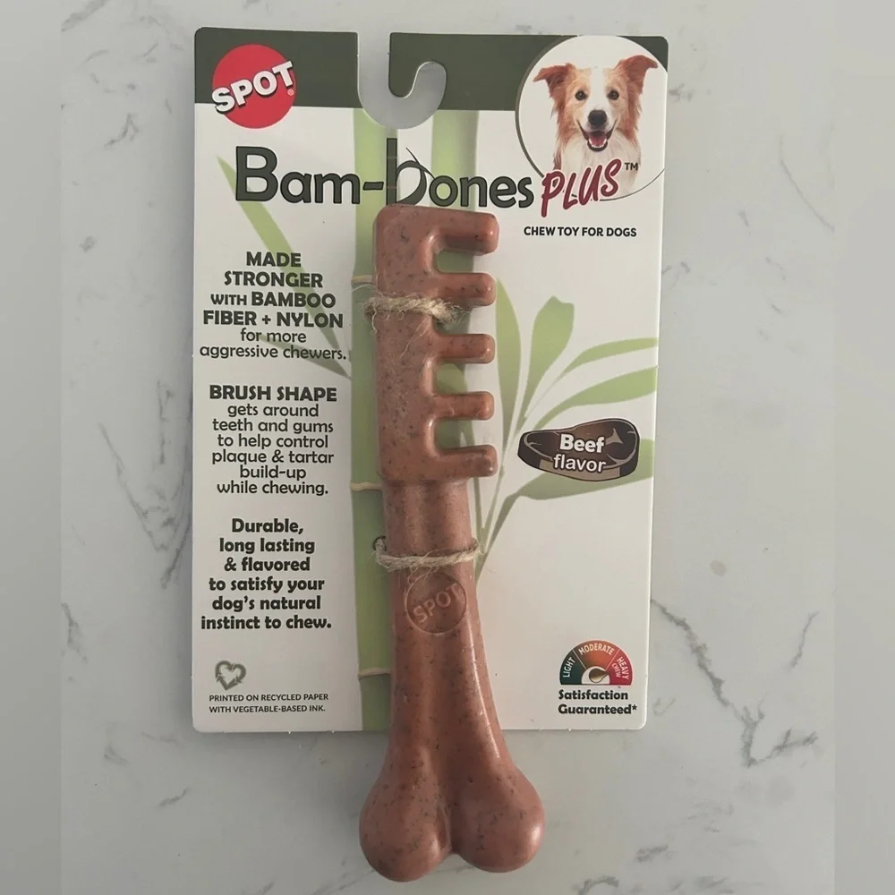 Spot Bam-bones Plus Chew Toy for Dogs - Beef Flavor- NWT